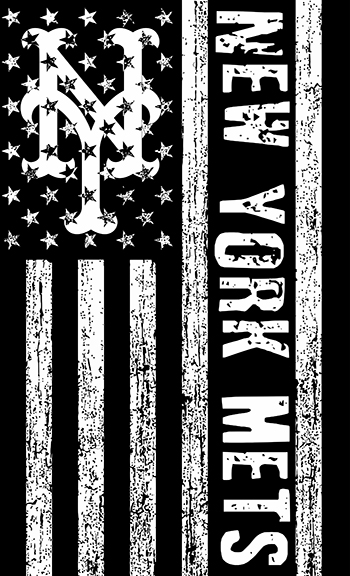 New York Mets Black And White American Flag logo iron on paper